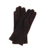 Gants en Velours de Cuir d'Agneau doublure Textile Victoire Da marron foncé