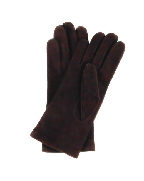 Gants en Velours de Cuir d'Agneau doublure Textile Victoire Da marron foncé
