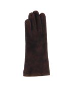 Gants en Velours de Cuir d'Agneau doublure Textile Victoire Da marron foncé