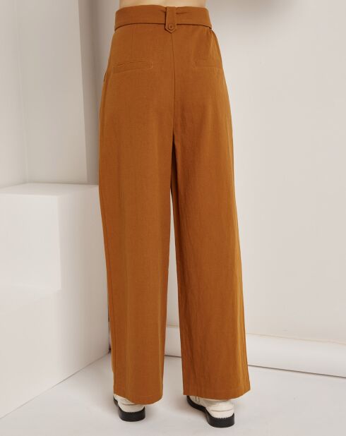 Pantalon en Coton & Lin Jeanne brique