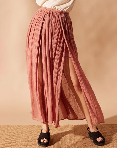 Jupe en Lin & Coton Yosaley rose