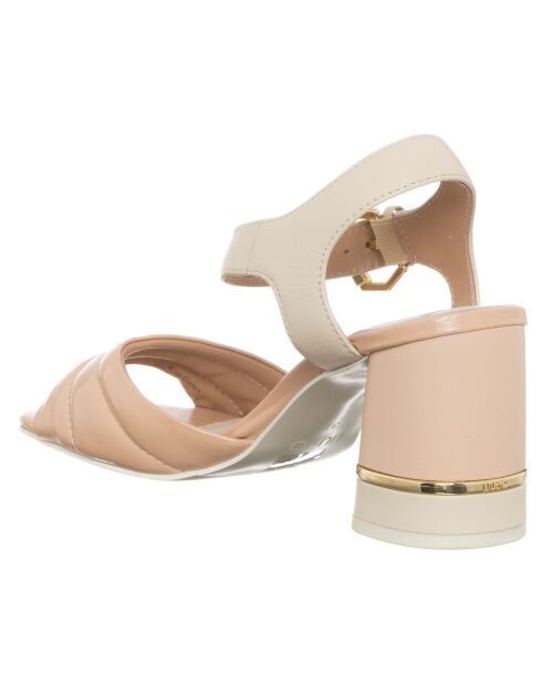 Sandales en Cuir Menton beige/rose -Talon 6 cm