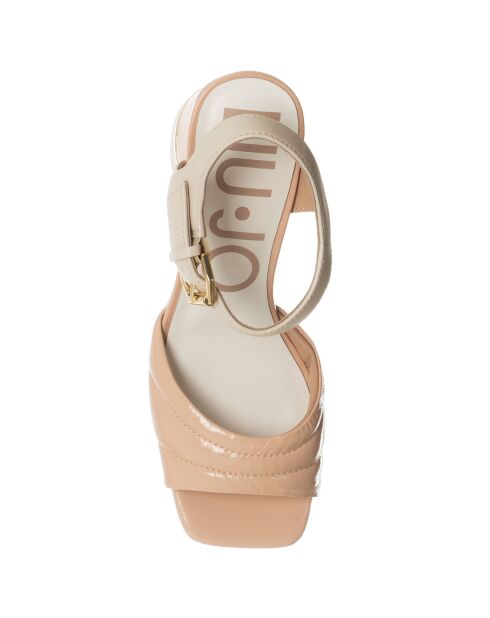 Sandales en Cuir Menton beige/rose -Talon 6 cm