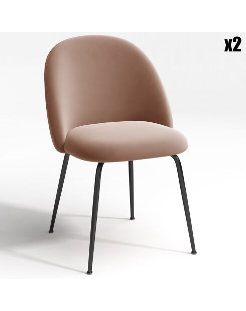 2 Chaises Ella Velours rose vintage - 54x50x77.5 cm