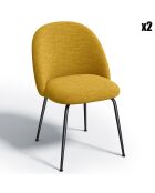 2 Chaises Ella Tissu Tramé effet velours moutarde - 54x50x77.5 cm