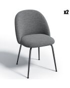 2 Chaises Ella Tissu Tramé effet velours gris - 54x50x77.5 cm