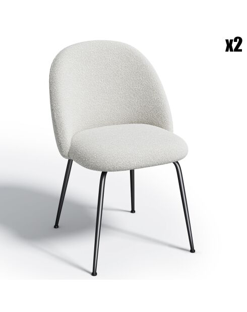2 Chaises Ella Bouclette blanc - 54x50x77.5 cm