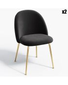 2 Chaises Ella Velours noir - 54x50x77.5 cm