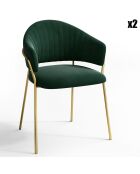 2 Chaises Hanna Velours vert sapin - 56x54.5x80 cm
