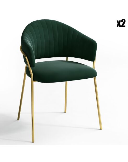 2 Chaises Hanna Velours vert sapin - 56x54.5x80 cm