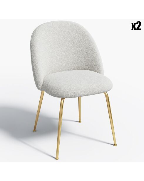 2 Chaises Ella Bouclette blanc - 54x50x77.5 cm