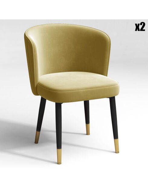 2 Chaises Nils Velours moutarde - 62x55.5x79.5 cm