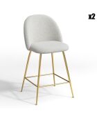 2 Tabourets de bar Ella Bouclette blancs - 51x58x95 cm