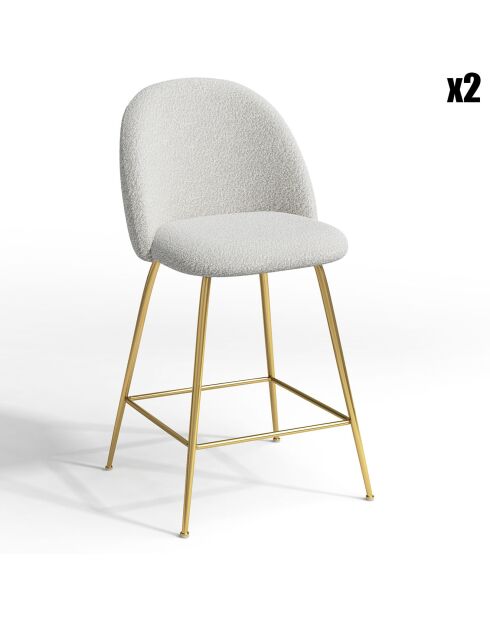 2 Tabourets de bar Ella Bouclette blancs - 51x58x95 cm