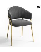 2 Chaises Hanna Velours gris taupe - 56x54.5x80 cm