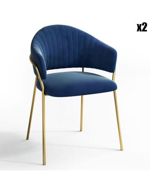 2 Chaises Hanna Velours bleu nuit - 56x54.5x80 cm