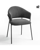 2 Chaises Hanna Velours gris taupe - 56x54.5x80 cm