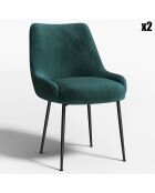 2 Chaises Rakel Tissu Tramé effet velours vertes - 55x64x82 cm