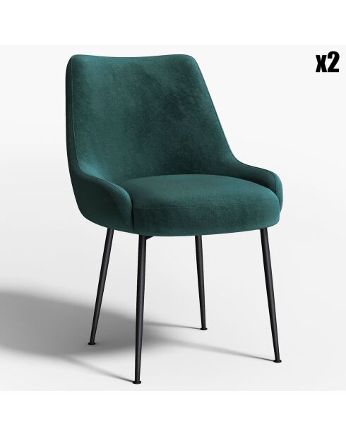 2 Chaises Rakel Tissu Tramé effet velours vertes - 55x64x82 cm