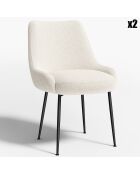 2 Chaises Rakel Bouclette blanches - 55x64x82 cm
