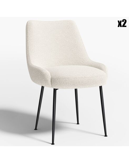 2 Chaises Rakel Bouclette blanches - 55x64x82 cm