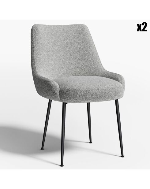 2 Chaises Rakel Bouclette grises - 55x64x82 cm