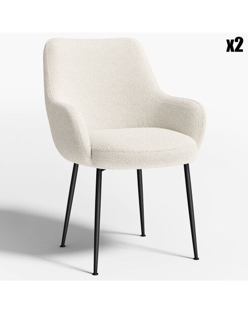 2 Petits Fauteuils Rakel Bouclette blancs - 66x65x82 cm