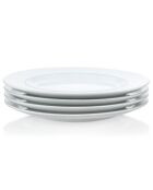 4 Assiettes plates Blaa en porcelaine blanc/bleu - 19.8x18.9x6 cm