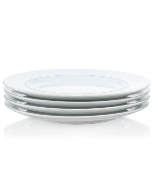 4 Assiettes plates Blaa en porcelaine blanc/bleu - 19.8x18.9x6 cm