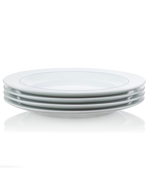 4 Assiettes plates Blaa en porcelaine blanc /bleu - 25.3x24.5x63 cm