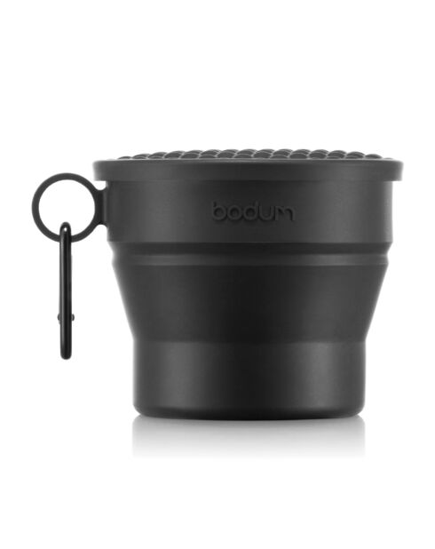 Vaso de viaje retráctil Bistro con tapa y mosquetón negro, 0,3 L