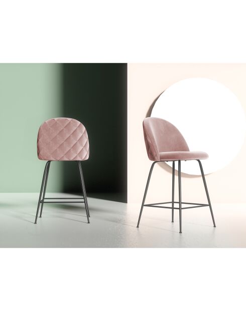 2 Tabourets de bar Ella Velours rose vintage - 51x58x95 cm