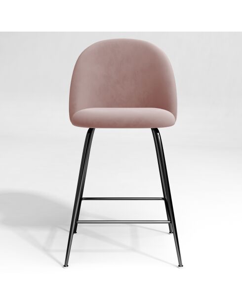 2 Tabourets de bar Ella Velours rose vintage - 51x58x95 cm