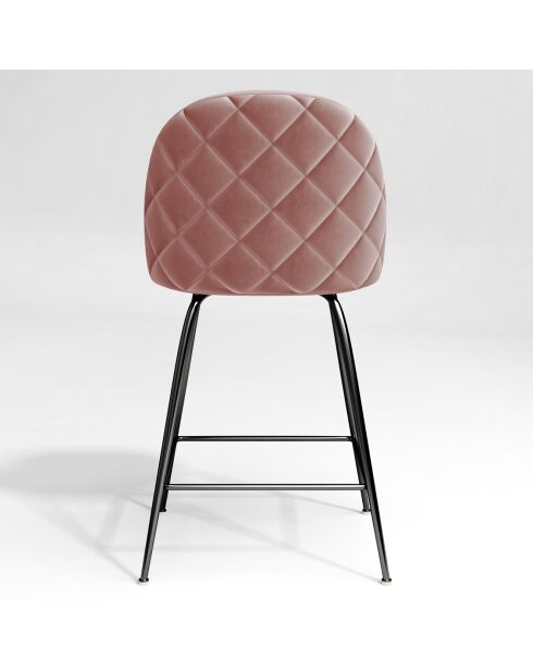 2 Tabourets de bar Ella Velours rose vintage - 51x58x95 cm