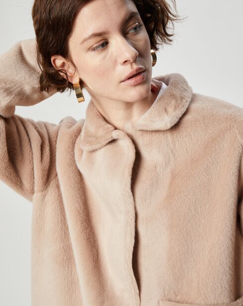 Manteau en Fausse Fourrure Olivia beige rosé