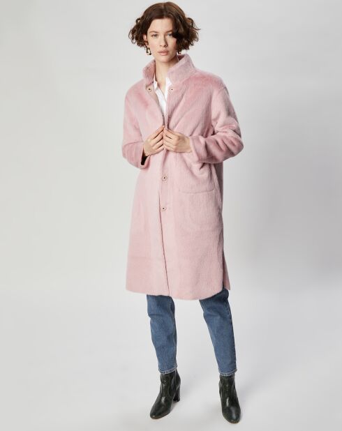 Manteau en Fausse Fourrure Olivia vieux rose