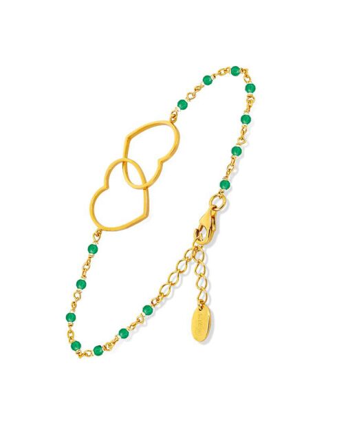 Bracelet Coeur en Argent doré & Spinelle verte