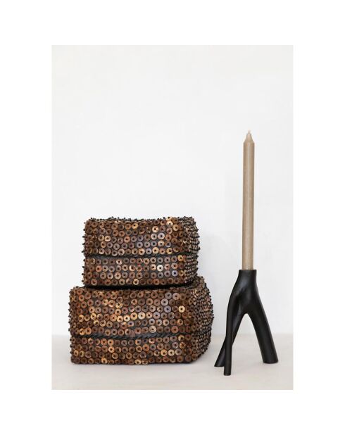 Portavelas negro Triple Twig - 20x20x20 cm