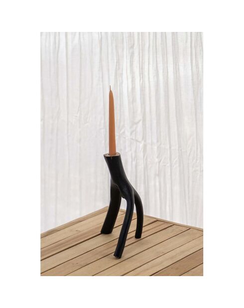Portavelas negro Triple Twig - 20x20x20 cm