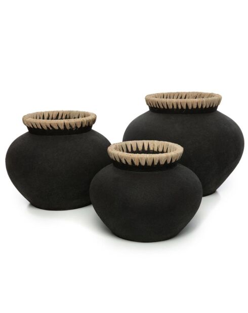 Vase Styly M noir/beige - D.29xH.23 cm