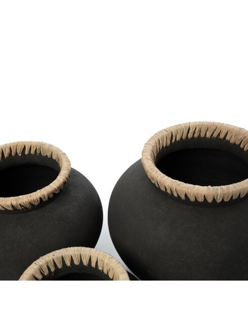 Vase Styly M noir/beige - D.29xH.23 cm