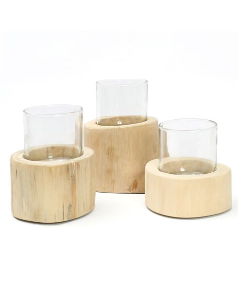 Trio de bougeoirs beiges