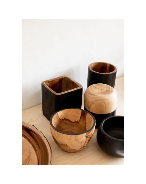 Vase Bondi Carré beige/noir - 12x12x14 cm