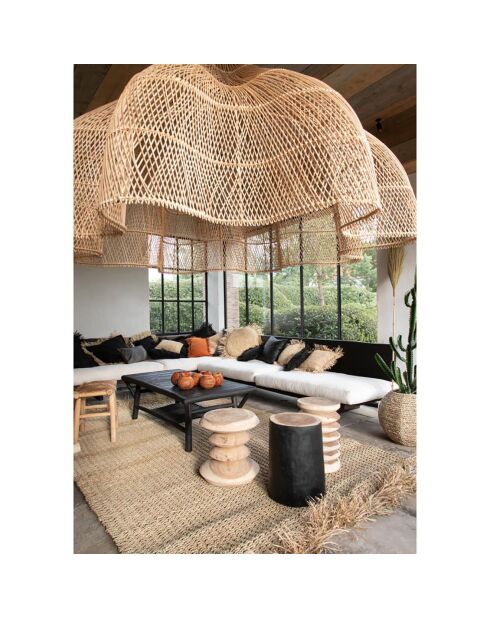 Tabouret Tribe beige/noir - 30x30x40 cm