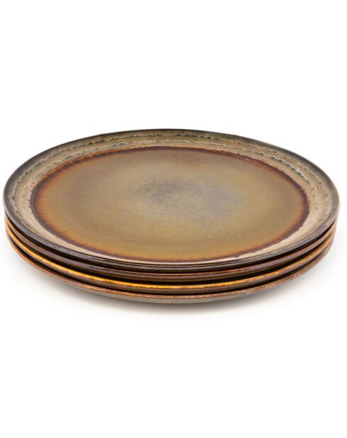 4 Assiettes plates Comporta marron - D.28 cm