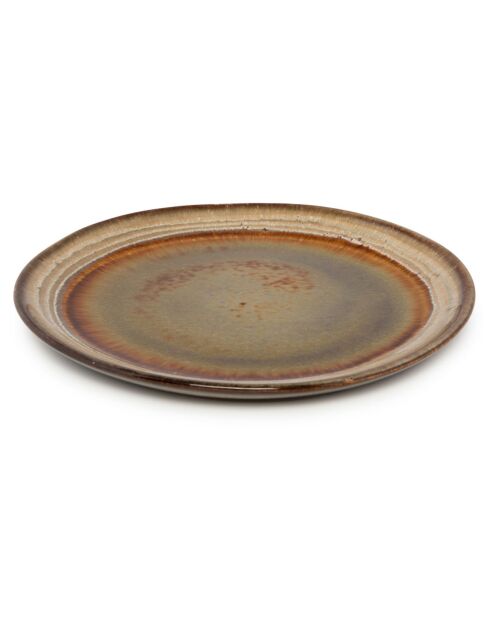 6 Assiettes plates Comporta marron  - D.22 cm