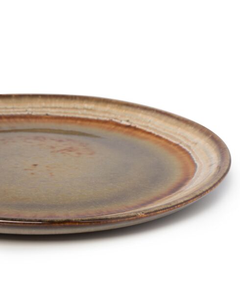 6 Assiettes plates Comporta marron  - D.22 cm