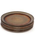 6 Assiettes plates Comporta marron  - D.22 cm