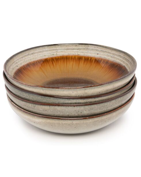 4 Assiettes à pâtes Comporta multicolores - D.22xH.5 cm