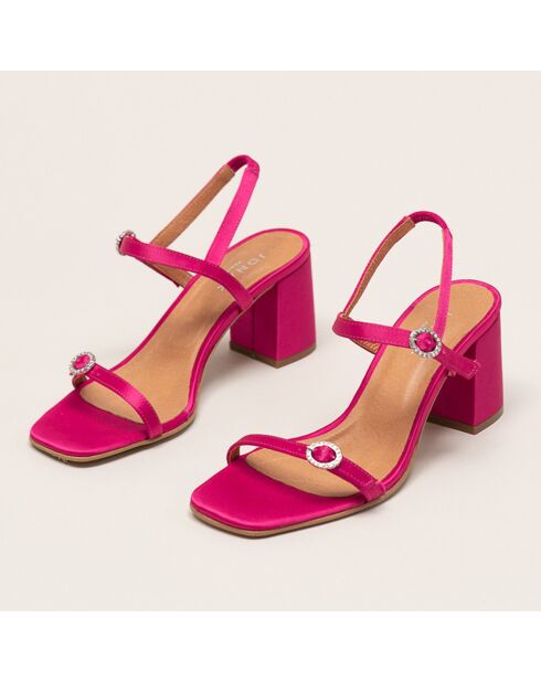 Sandales en Satin Vignette fuchsia - Talon 6.5 cm